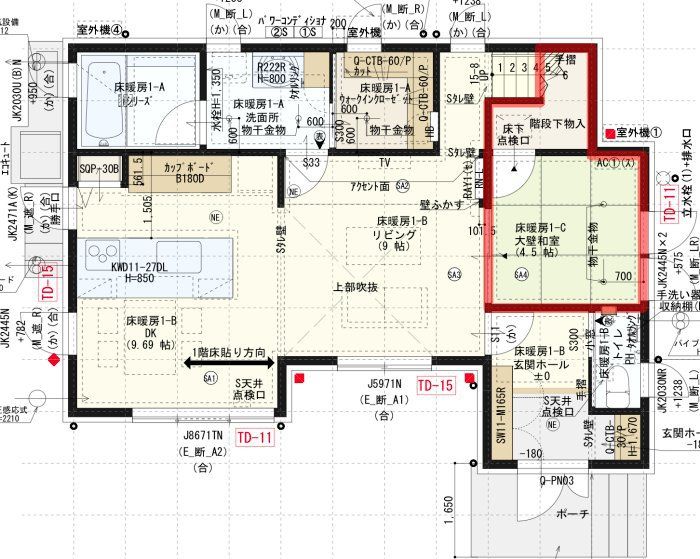 間取り図_1階_和室と階段下収納